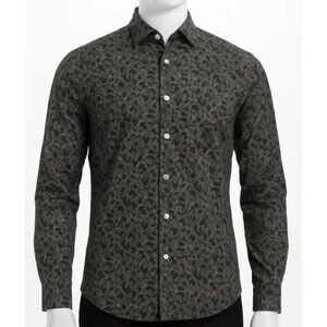 Soft Cloth Brand soft point collar mens shirt italian leaf print size medium